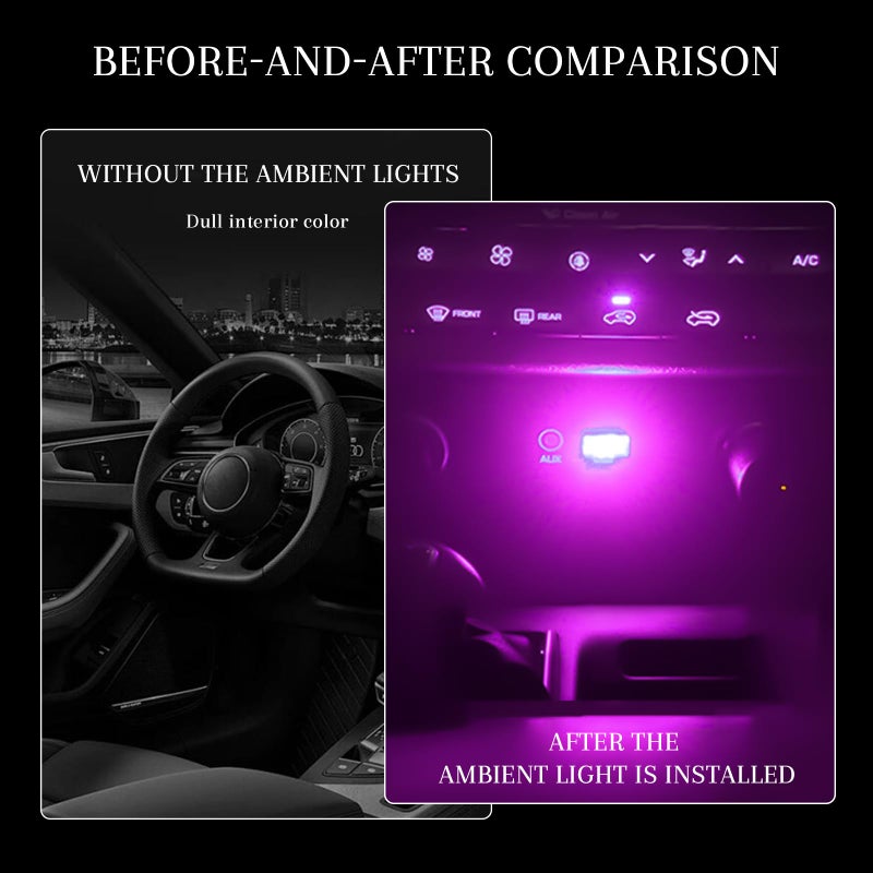 Hbxdeco 4 PCS USB LED Car Interior Atmosphere Lamp, Portable Mini Auto LED Decor Night Light, Plug-in USB Interface Ambient Lighting Kit, Universal Car Interior Accessories(Purple) - Image 4