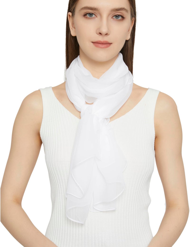 PANTONIGHT Long Chiffon Sheer Scarf For womens (073 white) - Image 2