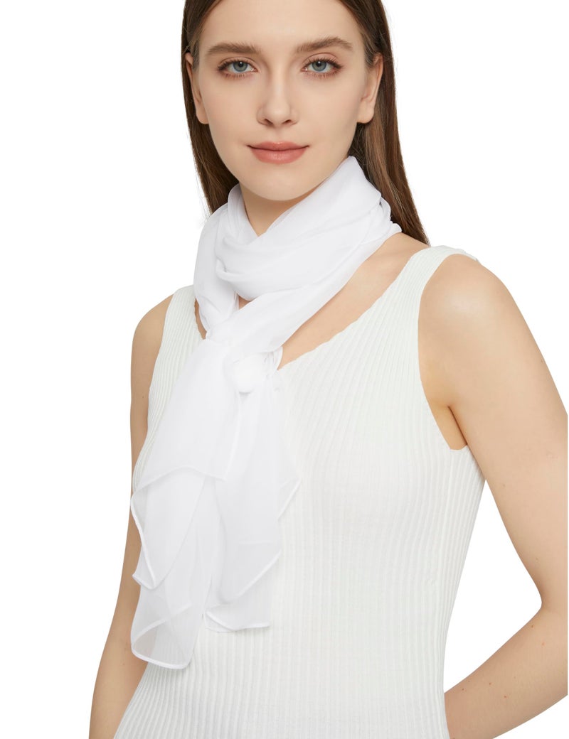 PANTONIGHT Long Chiffon Sheer Scarf For womens (073 white) - Image 3
