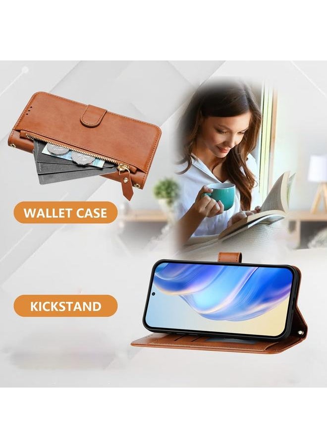 erorex - Case For Motorola One 5G Ace 2021 Multi-Card Slots Zipper Wallet Leather Phone Case - Image 1
