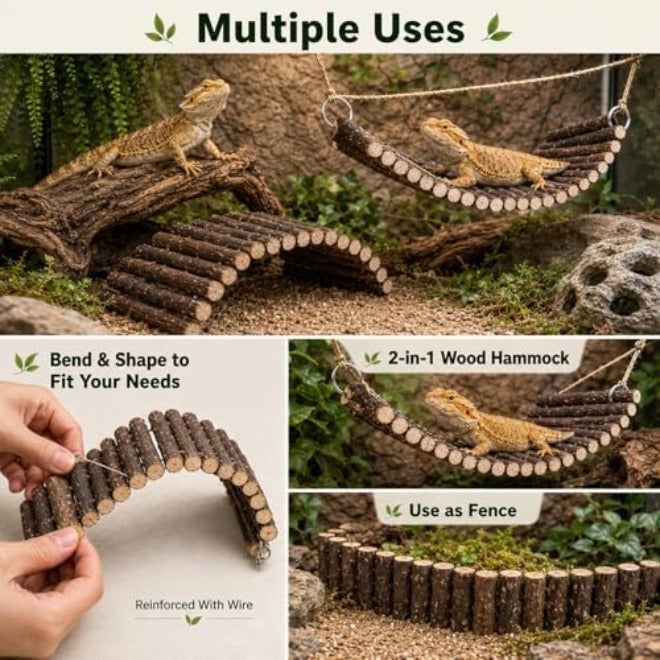 RUNANIA 10Pcs Bearded Dragon Tank Accessories, Reptile Hammock Plants Bridge Jungle Climber Vines for Snakes Bearded Dragon Chameleon Gecko  Lizard - Image 5