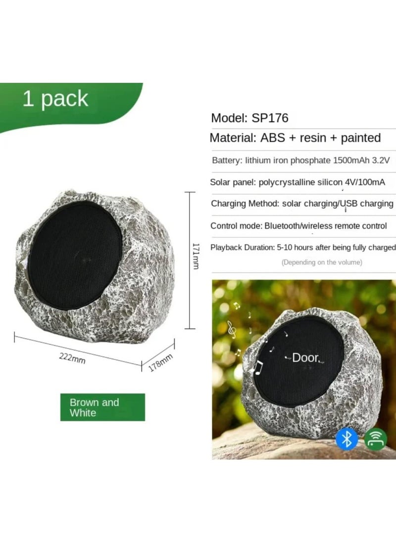 BLUE CORAL - Solar Wireless Bluetooth Speaker Audio Outdoor Garden Villa Waterproof Simulation Stone Lawn Stone Rock Speakers High Fidelity Stereo Portable Subwoofer, Grey - Image 1