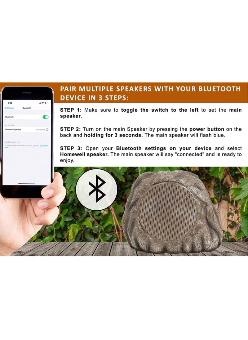 BLUE CORAL - Solar Wireless Bluetooth Speaker Audio Outdoor Garden Villa Waterproof Simulation Stone Lawn Stone Rock Speakers High Fidelity Stereo Portable Subwoofer, Grey - Image 1