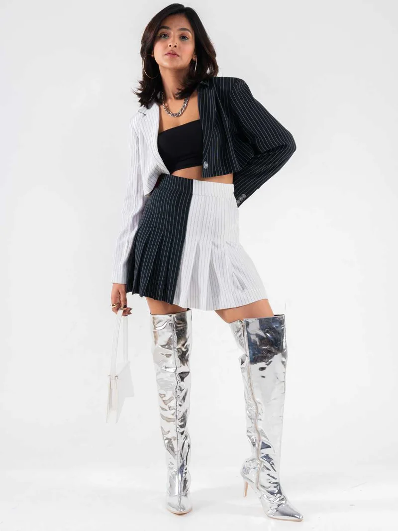 ZORIWORLD EMJAY Silver Glossy Boots – 3" Heel Patent Vegan