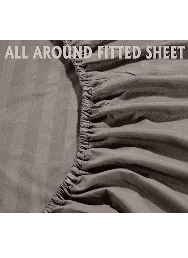 snooze Snooze Striped Fitted Bed Sheet set 2pcs, Bed sheet +Free Pillowcase, Silver  - Image 3