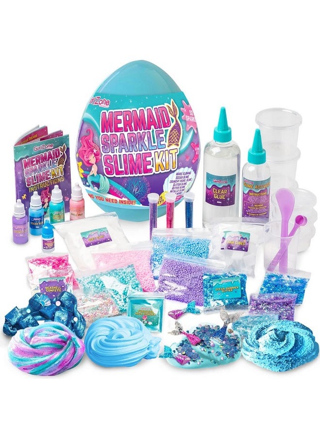 جيرل زون مجموعة Egg Surprise Mermaid Sparkle Slime Kit، 39 قطعة لصنع سلايم متوهج في الظلام مع إضافات سلايم لامعة، للبنات من سن 8 إلى 12 عامًا، هدايا عيد الفصح المثالية للأطفال  - Image 2