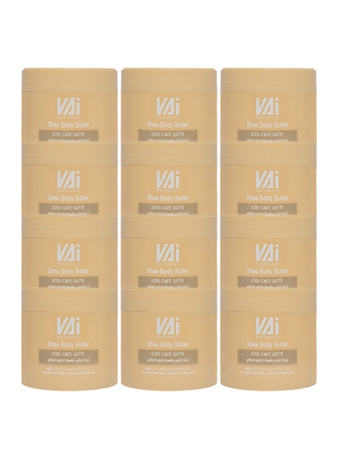 VAI 12 قطع كريم شيا بودي بنكهة لاتيه مثلج ترطيب مغذي يدوم 48 ساعة للبشرة شديدة الجفاف غني بفيتامين هـ - Image 1
