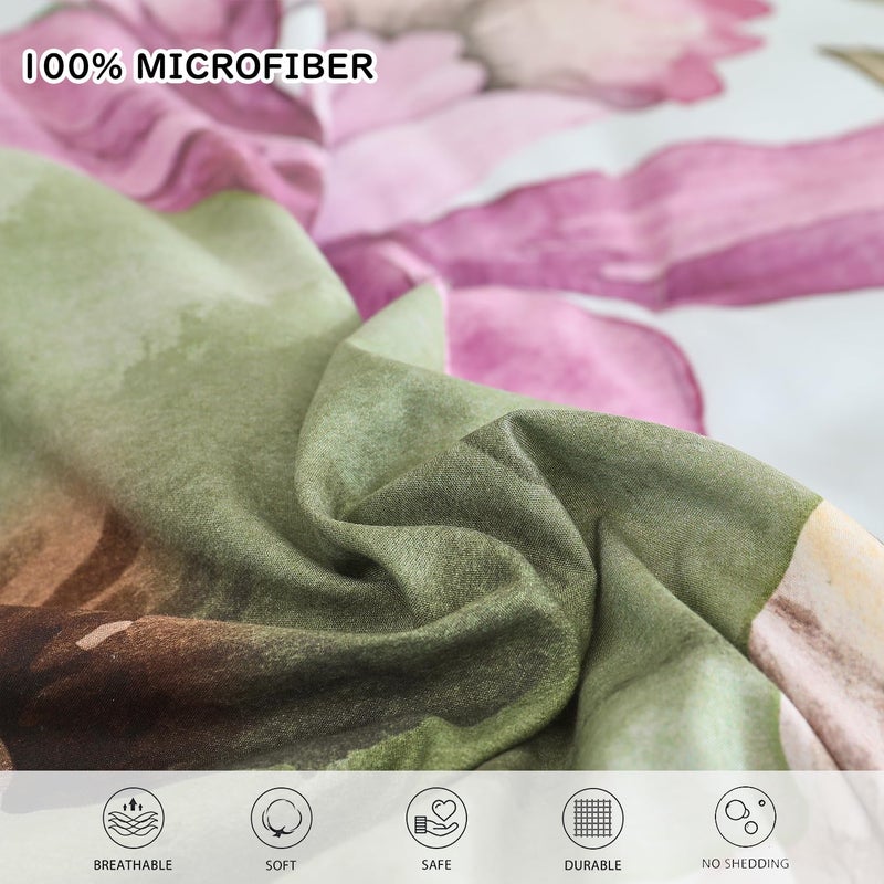 Yogeneg King Size Comforter Set 7 Piece Bed in a Bag,Elegant Floral Botanical Pattern Green Bedding Set,Soft Microfiber Comforter with Sheet Set,All Season Bed Set(Green Floral,King) - Image 5
