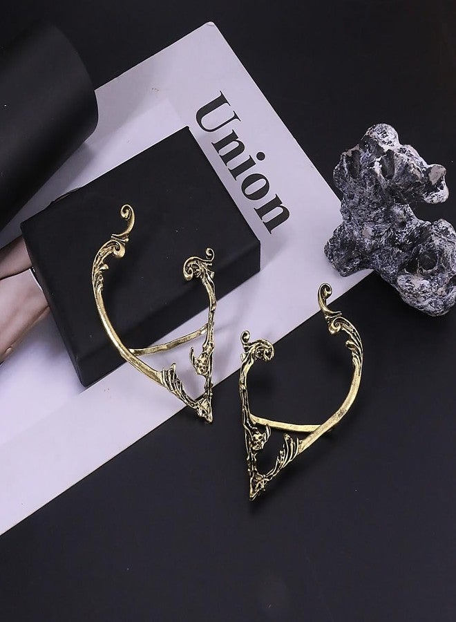 CSIYANJRY99 Elf Ear Cuffs for Women Fairy Ears Goth Punk Ear Cuffs Halloween Accessorie Gothic Punk Jewelry Wrap Droping Earrings (B-Gold) - Image 5