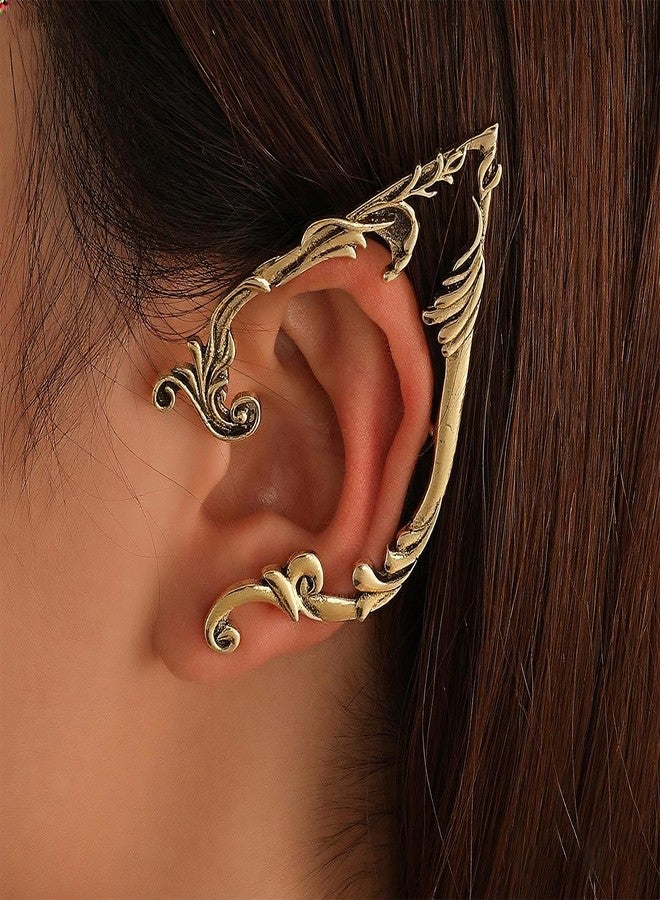 CSIYANJRY99 Elf Ear Cuffs for Women Fairy Ears Goth Punk Ear Cuffs Halloween Accessorie Gothic Punk Jewelry Wrap Droping Earrings (B-Gold) - Image 2