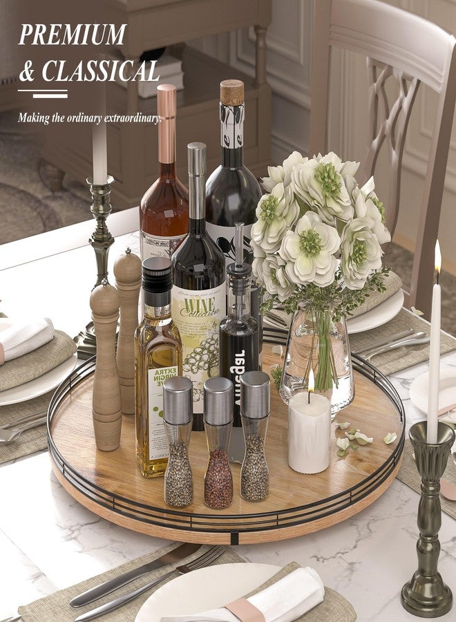 AMH 21" Lazy Susan Oak Wood Turntable Organizer for Cabinet, Farmhouse Round Wooden Large Lazy Susan Organization and Storage for Dining Table, Pantry, Kitchen, Countertop, Cupboard, Home Decor - Image 3