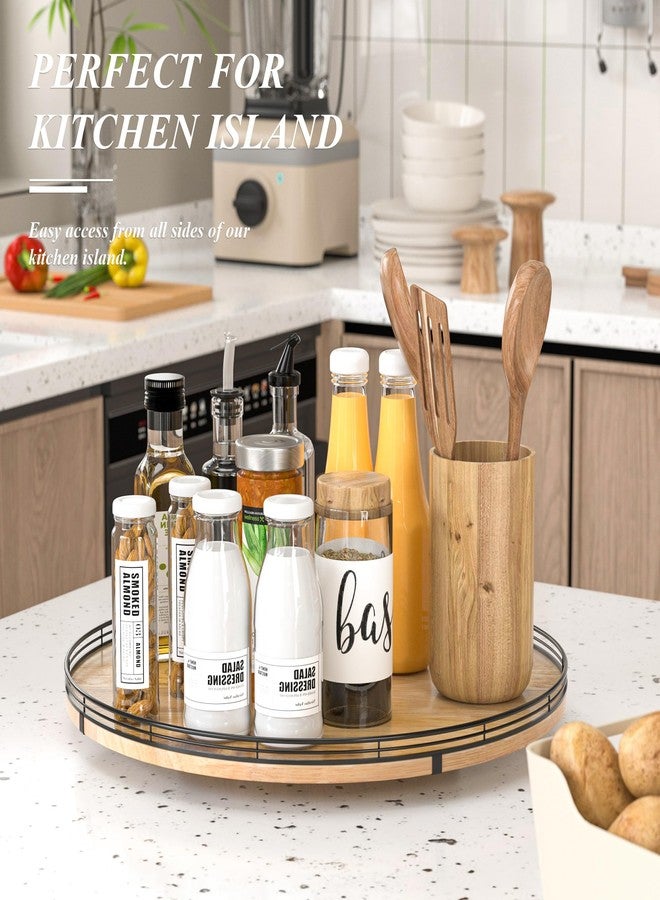 AMH 21" Lazy Susan Oak Wood Turntable Organizer for Cabinet, Farmhouse Round Wooden Large Lazy Susan Organization and Storage for Dining Table, Pantry, Kitchen, Countertop, Cupboard, Home Decor - Image 4