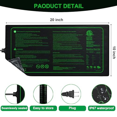 Ruyyi Upgrade Version 2PK Seedling Heat Mat with ETL ListedWarm Hydroponic Heating Pad for Seed StartingIndoor GardeningBrewing and GreenhousesDurable Waterproof Black Plant Heat Mat - Image 3