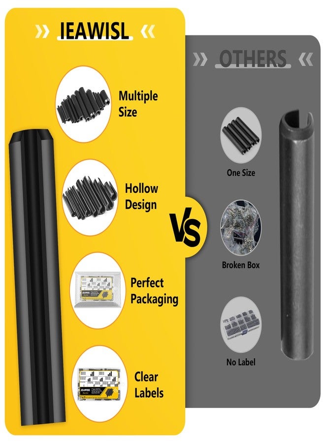 IEAWISL 274Pcs Roll Pins Assortment, 65Mn Steel Black Roll Pins - 1/4, 5/16, 11/80, 5/32, 1/5, 1/16, 2/25, 1/10, 1/8 for Home Automotive Repair - Image 2