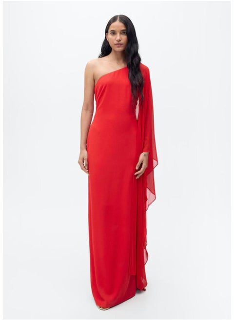Asymmetrical Dress With Flared Sleeves