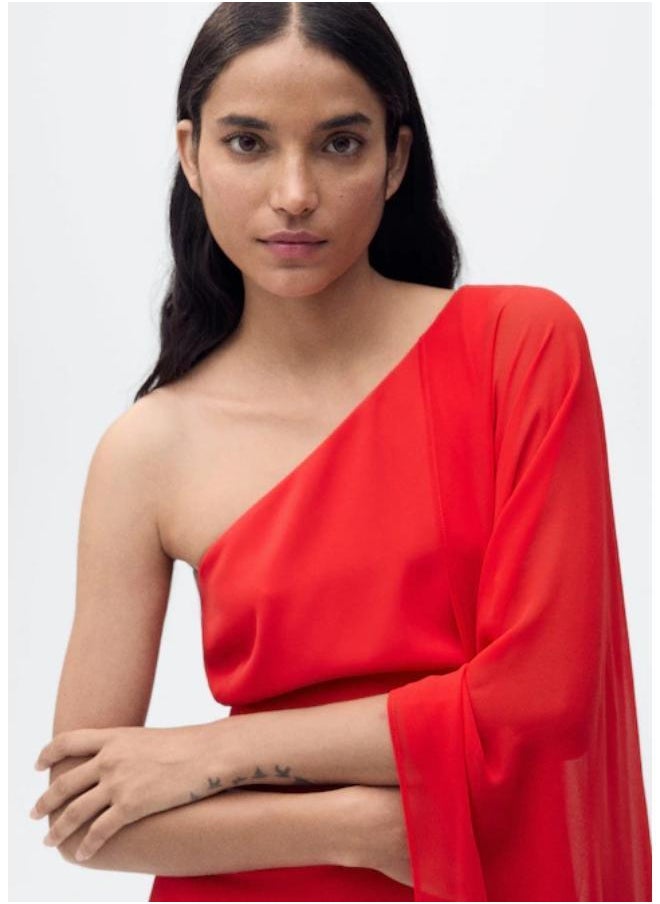 MANGO - Asymmetrical Dress With Flared Sleeves - Image 1