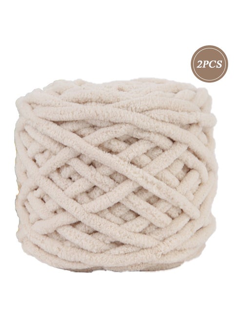 خيوط صوف للحياكة 160 غرام × 2، خيوط حياكة خشنة للكروشيه، خيوط ناعمة مكتنزة لمشاريع صنع كرات مخملية يدوية الصنع للشنط والسترات والاحذية والقبعات والبطانيات والاوشحة بيج