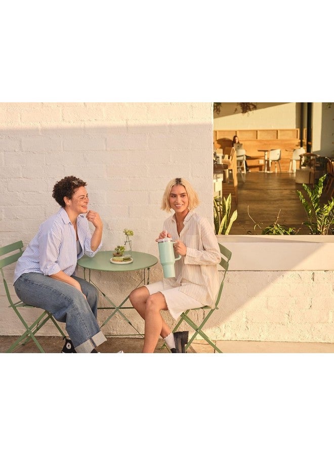 KELVEE كوب كيلفي مع غطاء وقشة سعة 1200 مل لحامل السيارة، الجيم، اليوغا، السفر، مصنوع من الفولاذ المقاوم للصدأ، معزول بالفراغ، كوب للشرب للماء، الشاي المثلج، القهوة أو مشروب البروتين (أخضر فاتح) - Image 4