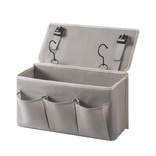 Someteth Bedside CaddyBedside Storage Organizer Hanging Bag with Three OptionsSuitable for home beds sofas and dormitory bedscan hold magazines books phones iPads remote controls Gray - Image 1