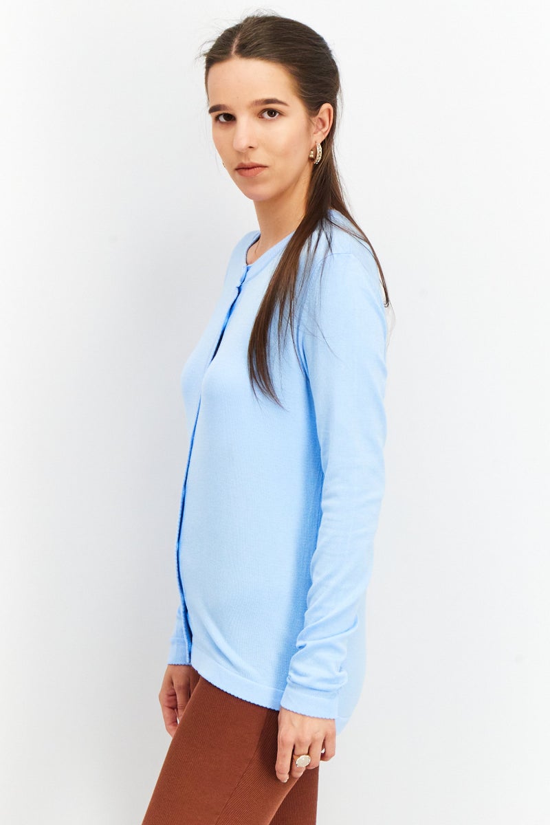 Tchibo كارديجان نسائي بأكمام طويلة وياقة دائرية، أزرق فاتح - Image 2