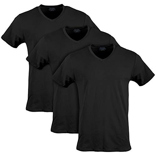 Gildan Men's Cotton Stretch T-Shirts, Multipack, Black Soot (V-Neck 3-Pack), X-Large - Image 1