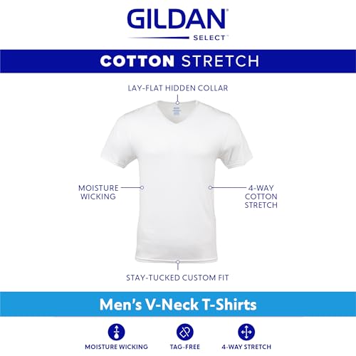 Gildan Men's Cotton Stretch T-Shirts, Multipack, Black Soot (V-Neck 3-Pack), X-Large - Image 2