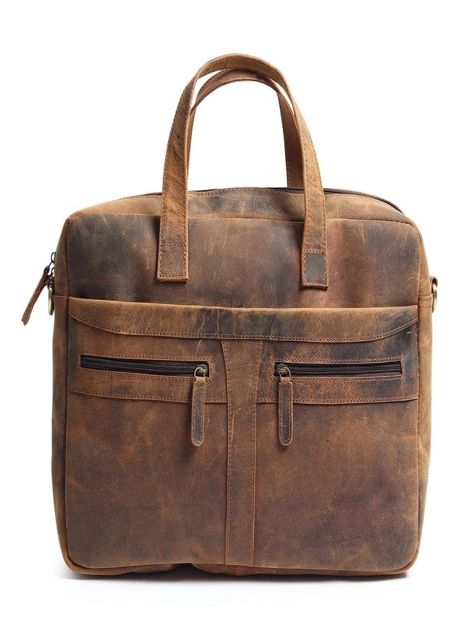 MaheTri Manhattan Leather Laptop Briefcase for Men (Up to 15.6) | Genuine Leather Handmade Leather Office Bag with Padded Laptop Compartment | Multiple Zipper Pockets with Adjustable Shoulder Strap - Image 1