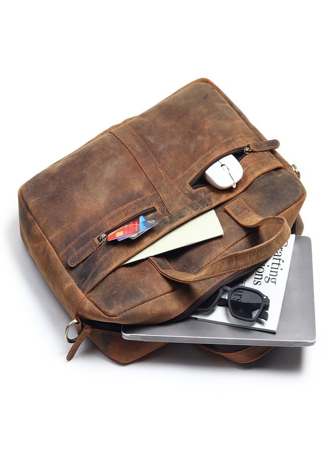 MaheTri Manhattan Leather Laptop Briefcase for Men (Up to 15.6) | Genuine Leather Handmade Leather Office Bag with Padded Laptop Compartment | Multiple Zipper Pockets with Adjustable Shoulder Strap - Image 4