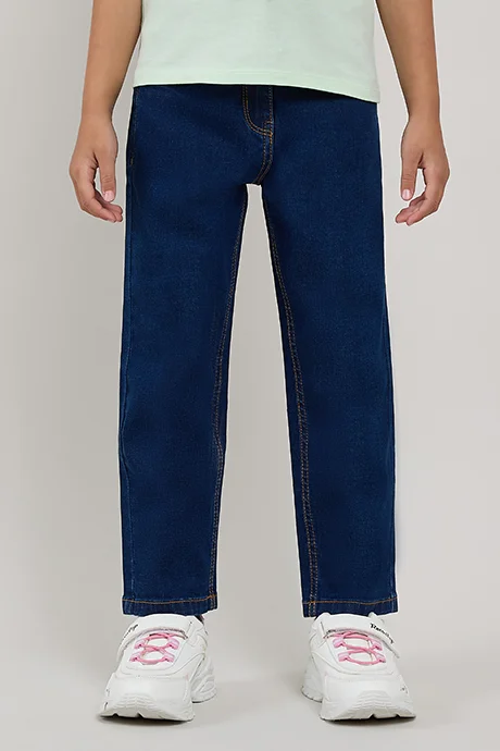 R&B Washed Straight Fit Jeans with Button Closure