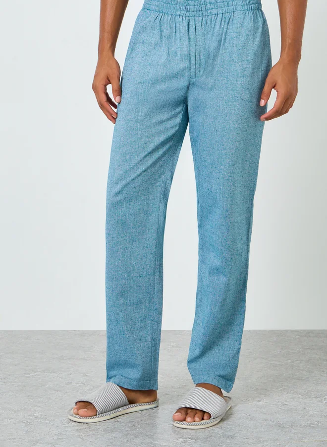 Styli  Blue Cotton Relaxed Shirt and Pyjama Set for Men | Best Price UAE