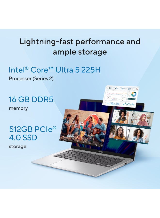 أسوس لابتوب فيفو بوك بشاشة 14 بوصة، معالج كور ألترا 5/16 جيجابايت/512 جيجابايت M.2 NVMe™ PCIe® 4.0 SSD/رسومات إنتل®/ويندوز 11 هوم - Image 3