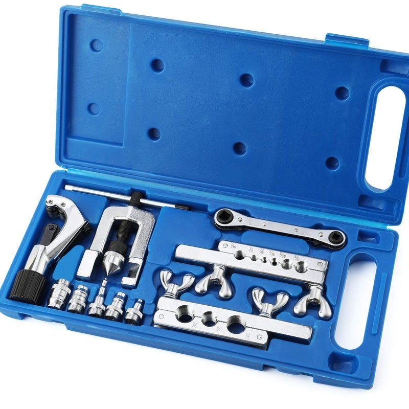 Thorstone Single Flaring Tool  Swaging Tool Kit for HVAC Tubing Copper Pipe Flaring with Tubing Cutter and Ratchet Wrench 45 Degrees Blue