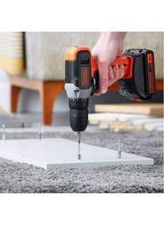 BLACK+DECKER Cordless Drill Driver 18V 1.5Ah Li Ion Compact Lightweight 11 Position Clutch 0 600 Rpm Bit Clip Led Light For Wood Drilling And Screwdriving Orange Black Bcd001C1 Gb  - Image 4