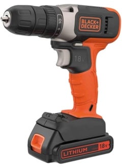 BLACK+DECKER Cordless Drill Driver 18V 1.5Ah Li Ion Compact Lightweight 11 Position Clutch 0 600 Rpm Bit Clip Led Light For Wood Drilling And Screwdriving Orange Black Bcd001C1 Gb  - Image 1