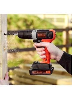 BLACK+DECKER Cordless Drill Driver 18V 1.5Ah Li Ion Compact Lightweight 11 Position Clutch 0 600 Rpm Bit Clip Led Light For Wood Drilling And Screwdriving Orange Black Bcd001C1 Gb  - Image 5