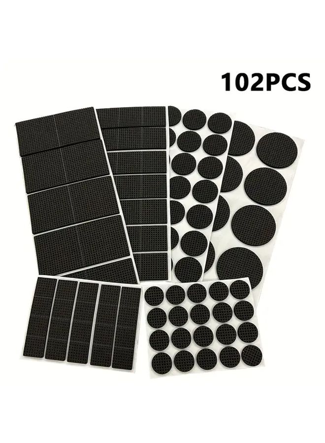 102pcs Non Slip Furniture Pads Round Square Plastic Floor Protectors Black Gray Textured Grip Design For Sofa Chair Table Hardwood Floor - Image 1