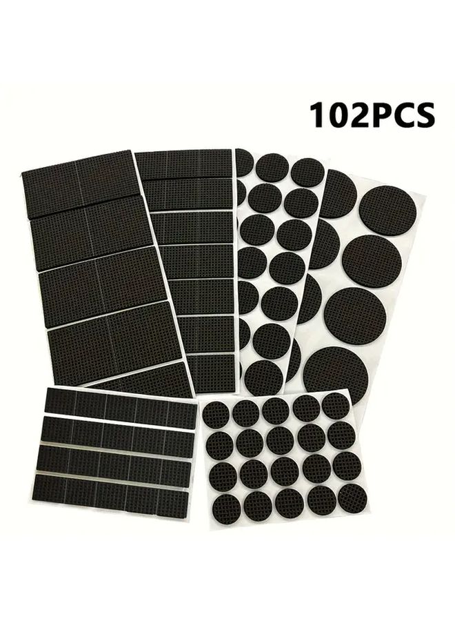 102pcs Non Slip Furniture Pads Round Square Plastic Floor Protectors Black Gray Textured Grip Design For Sofa Chair Table Hardwood Floor - Image 3