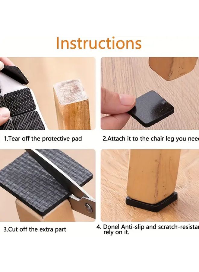 102pcs Non Slip Furniture Pads Round Square Plastic Floor Protectors Black Gray Textured Grip Design For Sofa Chair Table Hardwood Floor - Image 5