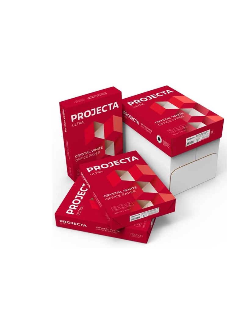Projecta Ultra A4 Paper 80 GSM Paper 210mm x 297mm 5 Reams Pack of 2500 Sheets White Office Paper