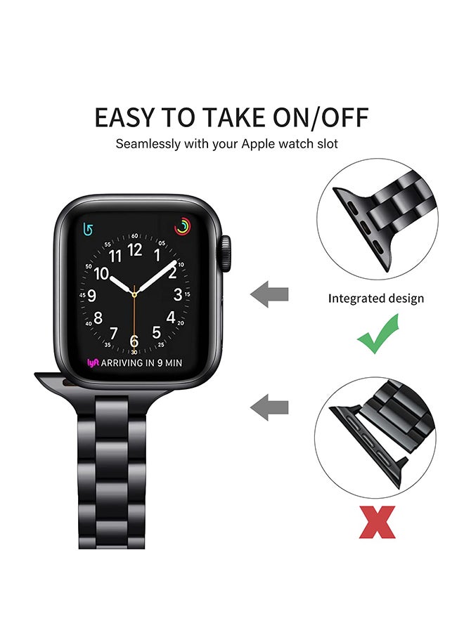 O Ozone - Thin Metal Band For Apple Watch Series 10 9 8 7 6 5 4 SE, 38/40/41/42mm Premium Stainless Steel Metal Adjustable Wristband -Rose Gold - Image 1