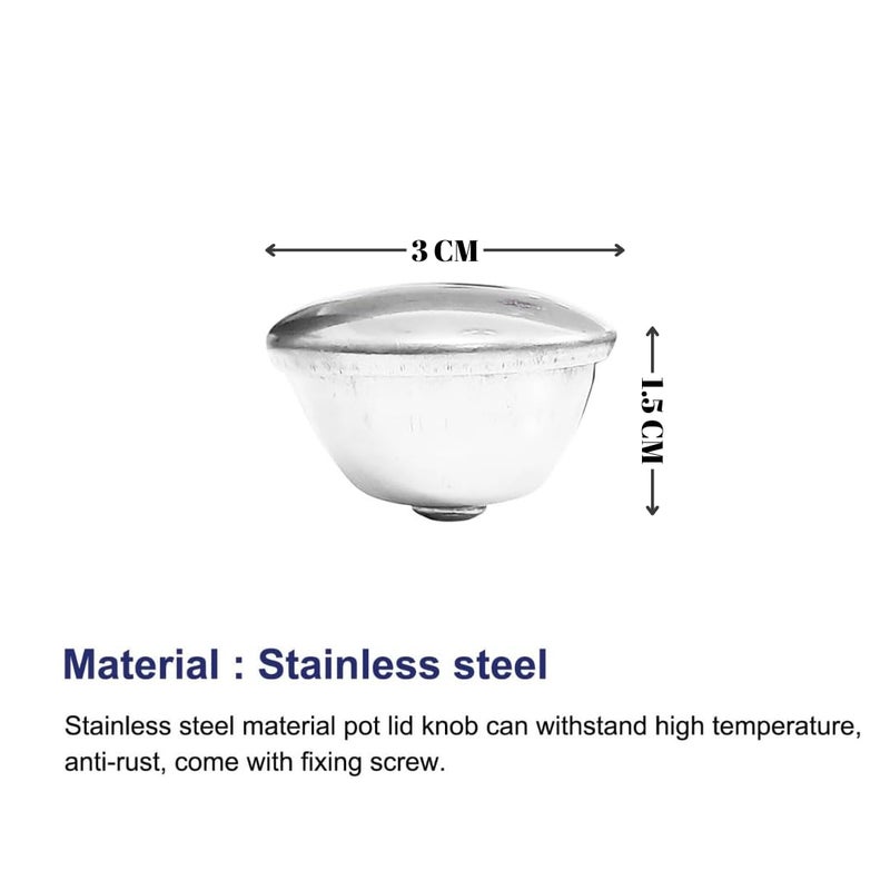 THE COOK HOUSE Stainless Steel Knob for Hot Pot Lid Set of 6 | Pan Lid Replacement Knob | Holding Handle Cover for Cookware Lid | Ideal for Glass Steel Ceramic Lid - Image 2