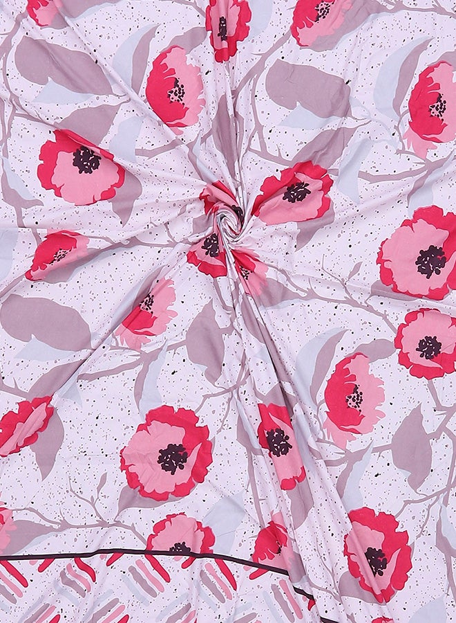 Status Contract مجموعة ربيع صيف - ملاءة سرير مزدوجة غنية بالقطن مع 2 غطاء وسادة لغرفة النوم، المنزل، الفندق - 120 جرام/متر مربع، زهور وردية، 210 × 215 سم - Image 5