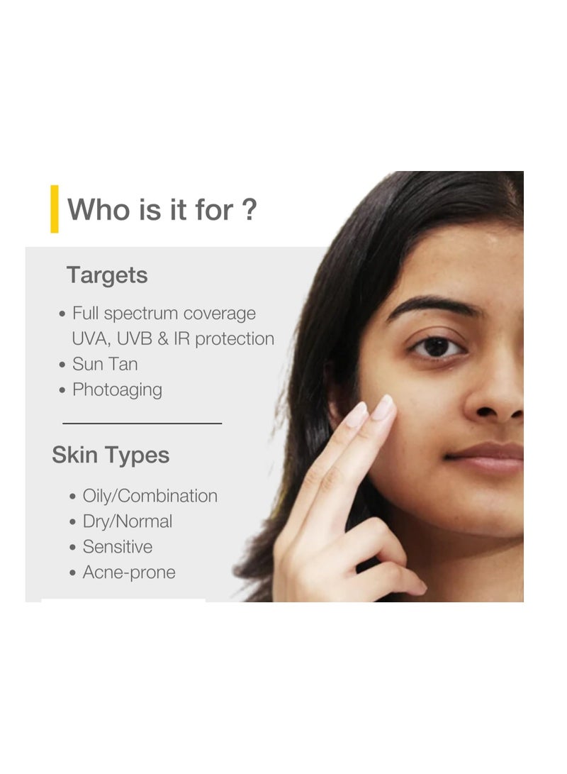 "كوز آي كيو" سيروم واقي الشمس CosIQ Sunprotect SPF 50 PA++++ UVA/B لحماية واسعة النطاق | خفيف الوزن مع حمض الهيالورونيك | لا يترك طبقة بيضاء | مناسب لجميع أنواع البشرة (الدهنية، الجافة، المعرضة لحب الشباب) | للرجال والنساء 30 مل - Image 2