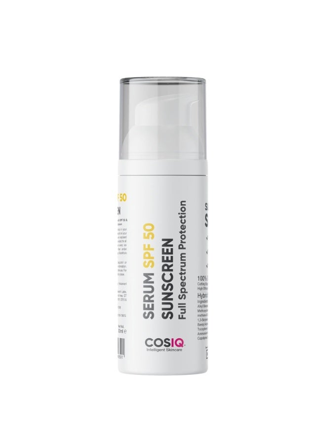 "كوز آي كيو" سيروم واقي الشمس CosIQ Sunprotect SPF 50 PA++++ UVA/B لحماية واسعة النطاق | خفيف الوزن مع حمض الهيالورونيك | لا يترك طبقة بيضاء | مناسب لجميع أنواع البشرة (الدهنية، الجافة، المعرضة لحب الشباب) | للرجال والنساء 30 مل - Image 1