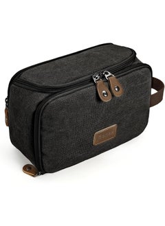 Gonex Gonex Travel Toiletry Bag for Men, Water Resistant Canvas Wide Open Dopp Kit with Wet Dry Compartment, Travel Essentials Toiletries Organizer Shaving Bag, Dark Grey 