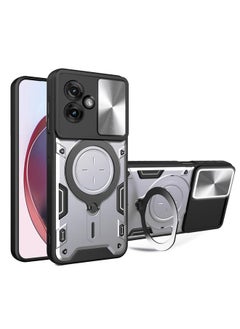 For Motorola Moto G55 CD Texture Sliding Camshield Magnetic Holder Phone Case(Silver)