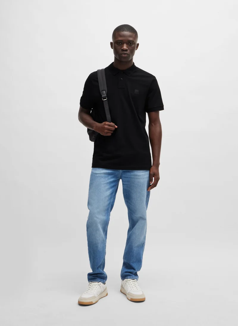 BOSS Stretch-cotton slim-fit polo shirt with logo patch