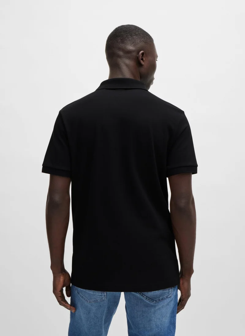 BOSS Stretch-cotton slim-fit polo shirt with logo patch