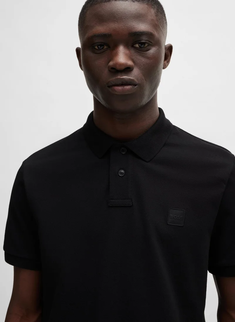 BOSS Stretch-cotton slim-fit polo shirt with logo patch