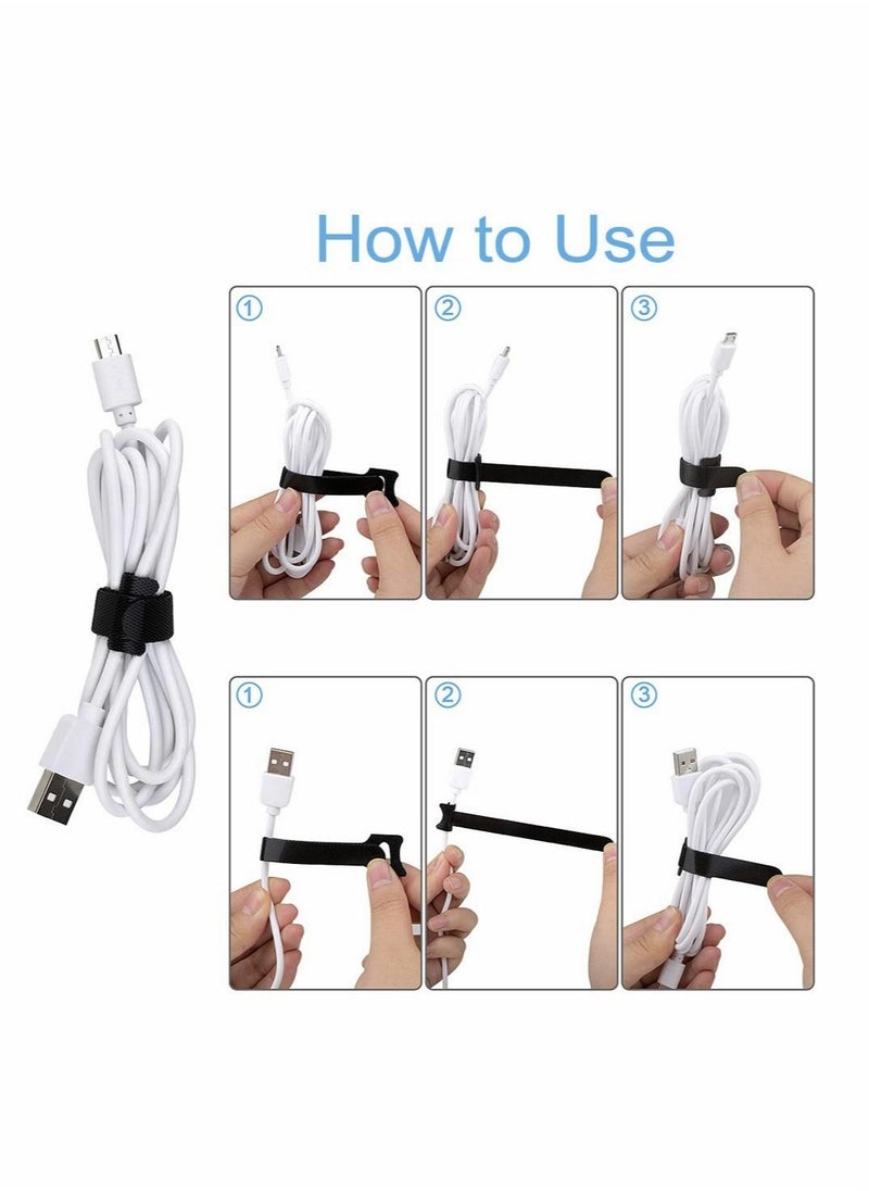 SYOSI - 100PCS Reusable Cable Zip Ties cord ties Multi Purpose Hook Loop cable management Adjustable Multicoloured Cords Organizer - Image 1